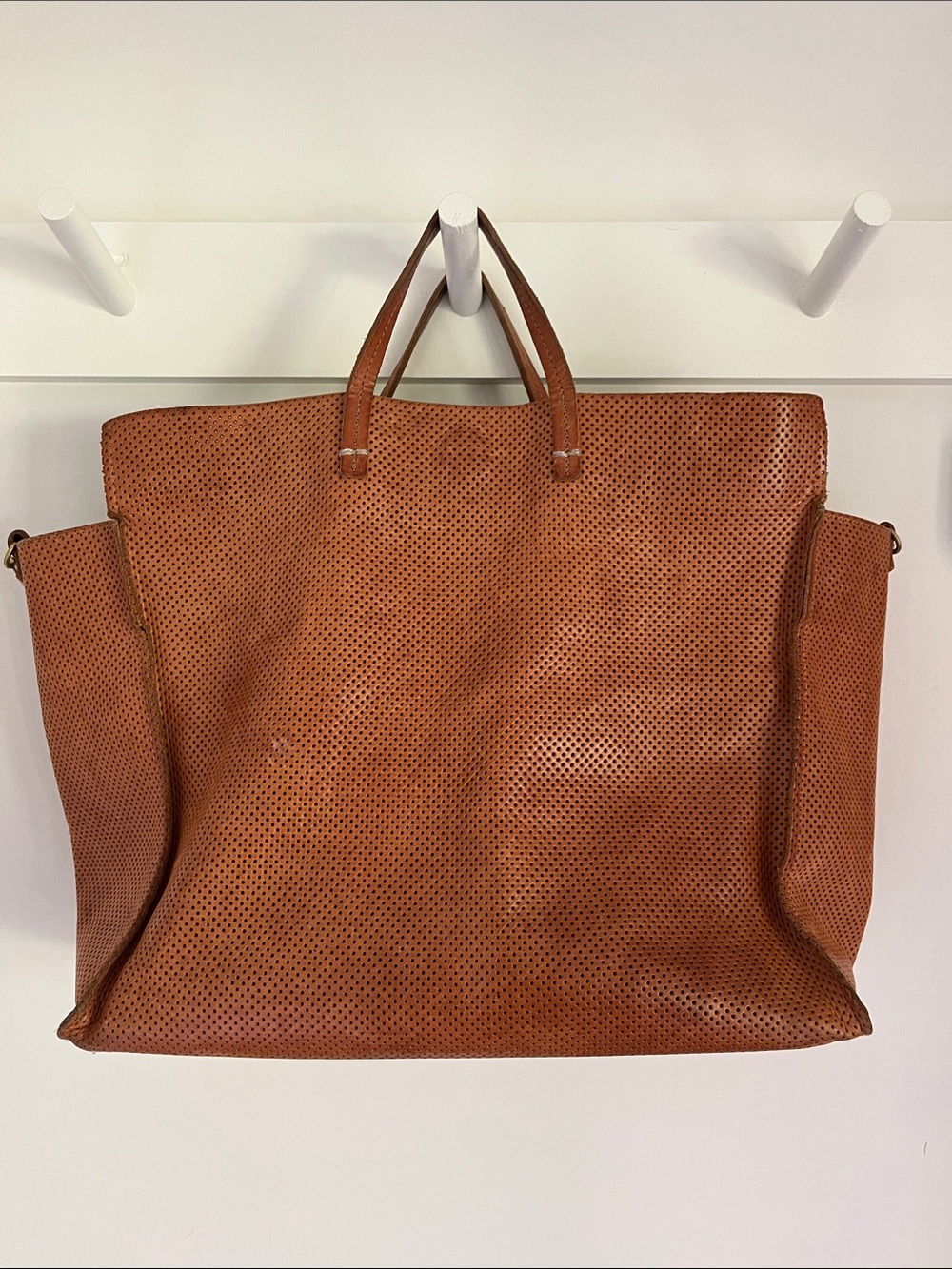 Clare V perf cuio tan leather simple tote.